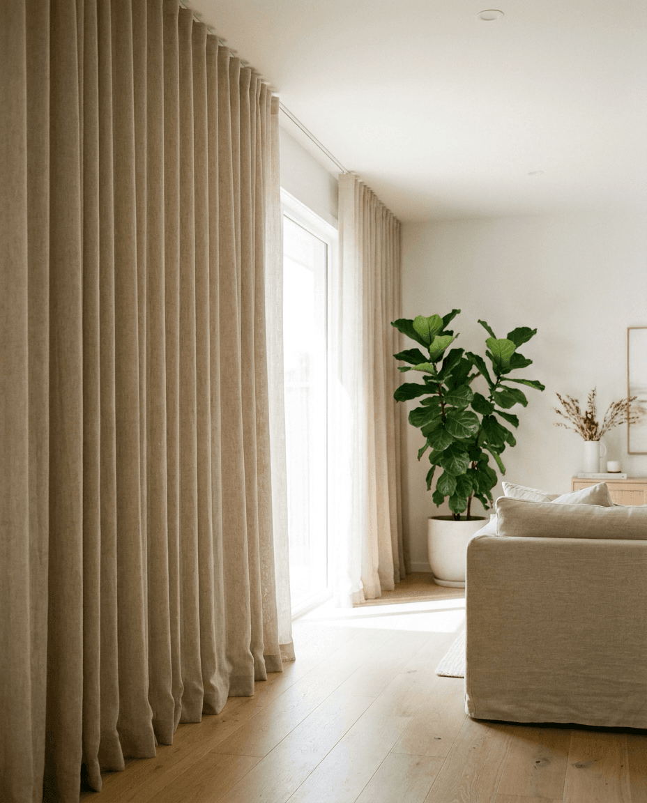 Curtains in a styled room