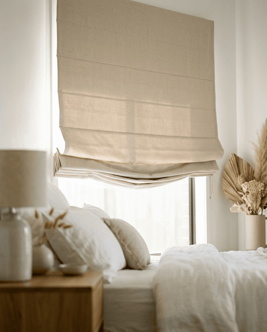 Roman blinds in a styled room